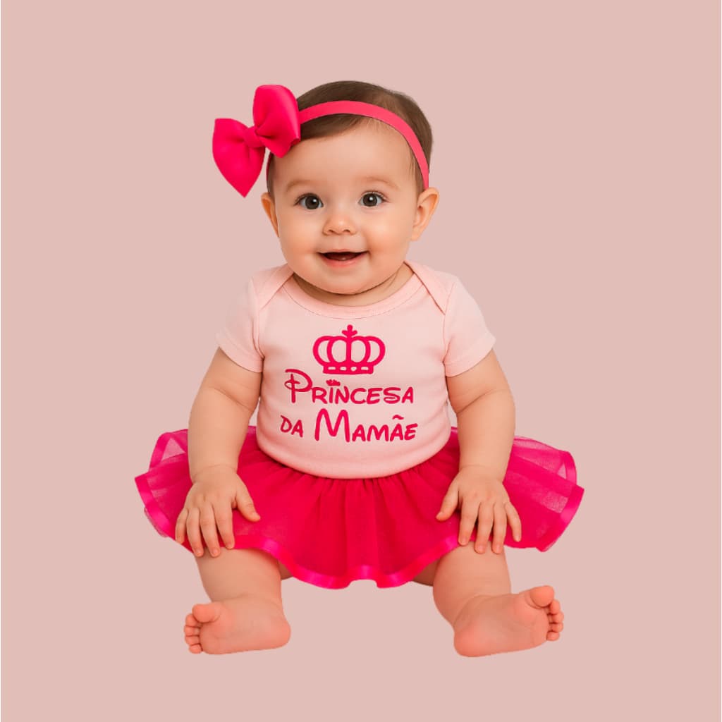Body Temático Princesa da Mamãe Fantasia Bebe