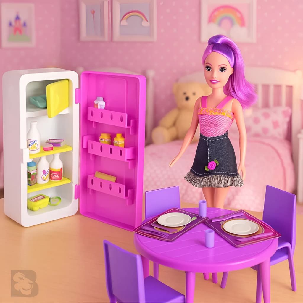 Conjunto Copa Cozinha Geladeira com Boneca