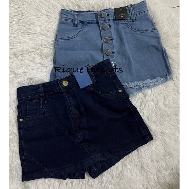 Shorts Saia Jeans Feminino Com Lycra