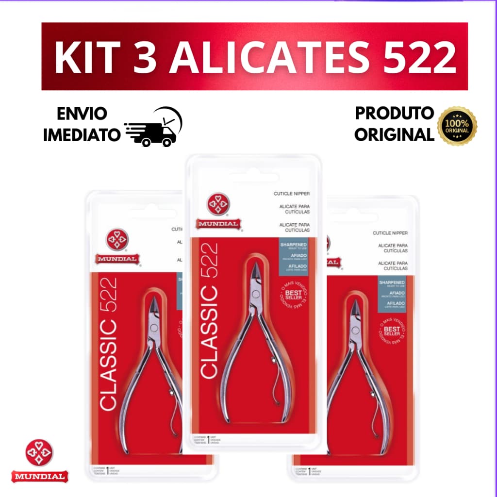 Kit Com 3 Unidade Alicate Mundial Profissional 522 Classic Original
