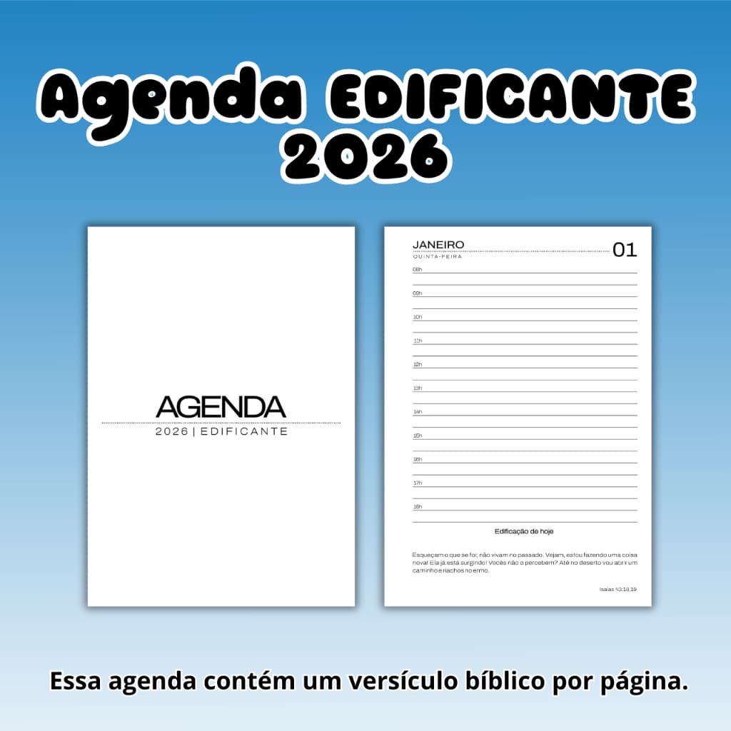 Miolo de Agenda Edificante 2026 - 1 versículo por dia - 1DPP - 350 páginas - A5 - 75g