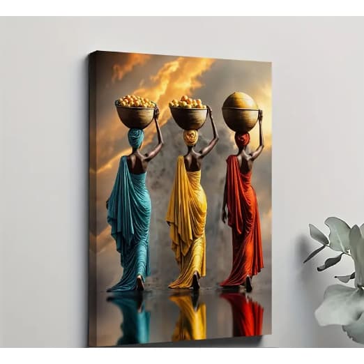 QUADRO DECORATIVO MULHERES AFRICANAS COLORIDAS CULTURAL NEGRAS AFRICA 1 PEÇA