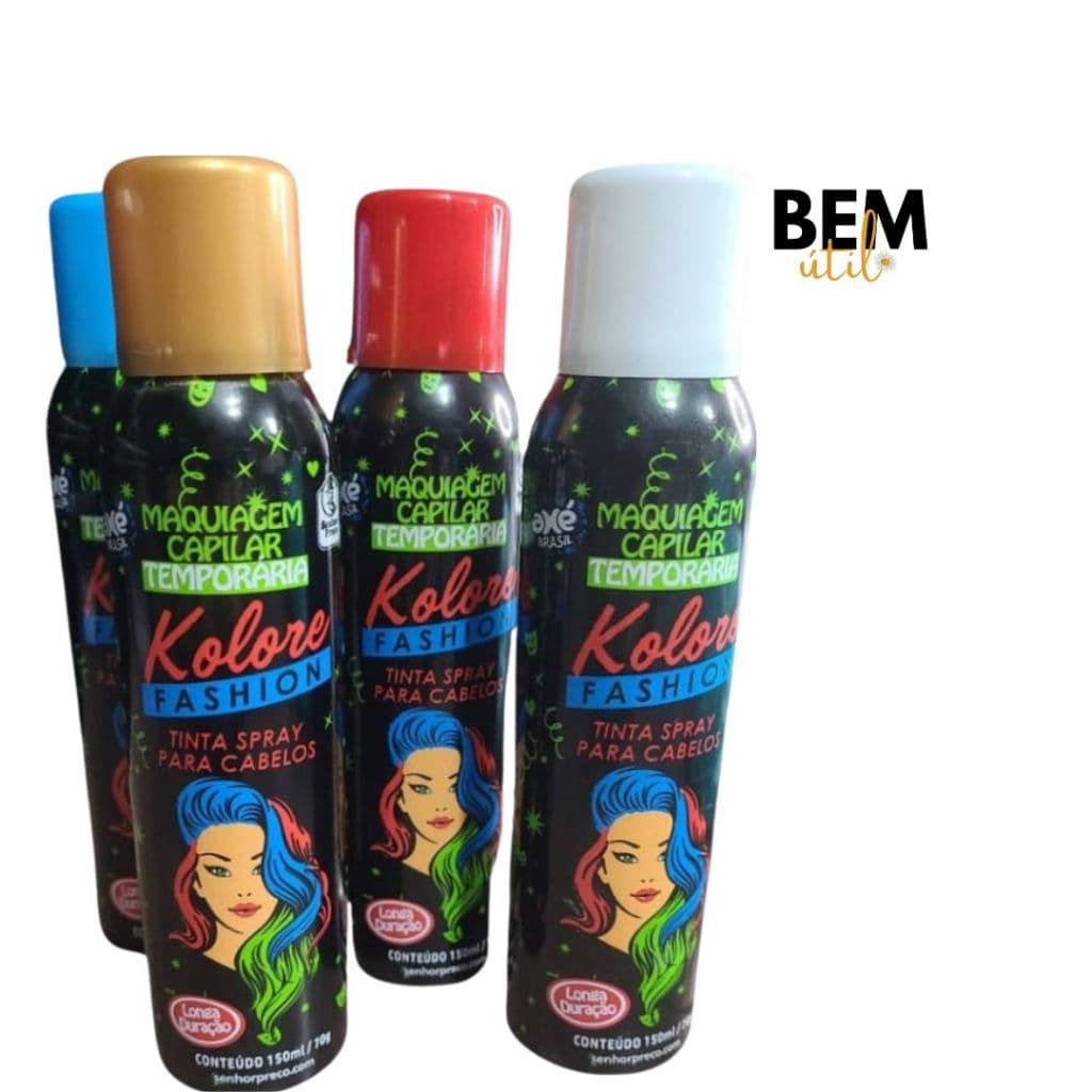 Tinta Spray Kolore Para Cabelo Spray Para Festas Cosplay Carnaval e Penteado - Kolore Fashion 150ML