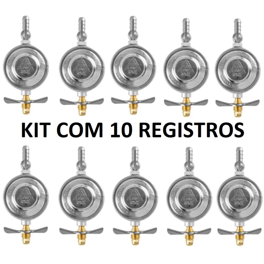 Kit 10 Registros Reguladores de Gás GLP Botijão 13kg