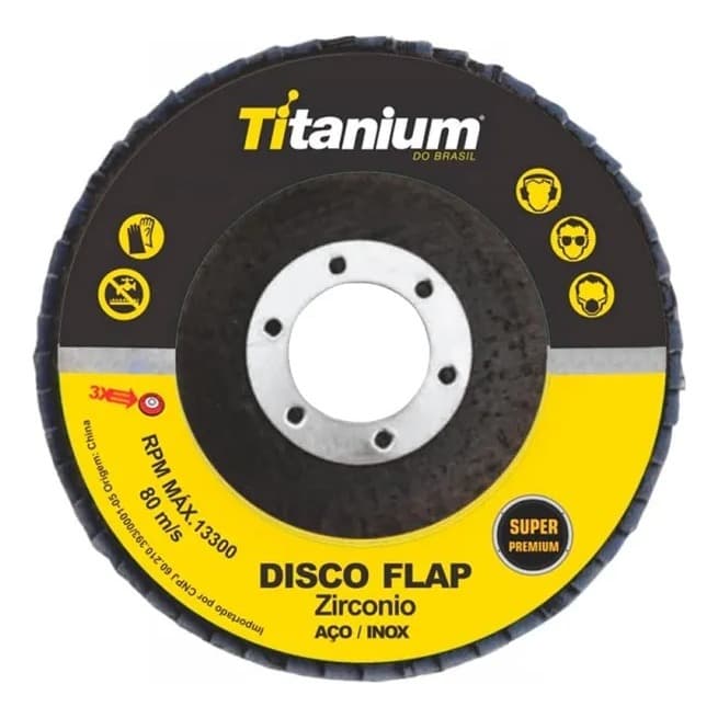 KIt 5/10/15/20 Unidades Disco Flap 4 Grão 40 Titanium Lixa Ferro Madeira Serralheiro