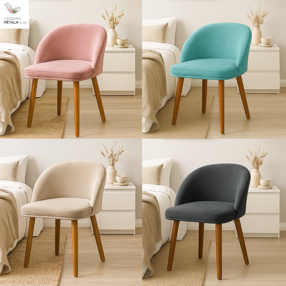 Cadeira Lua Slim Decorativa Tecido Veludo Pés Palito