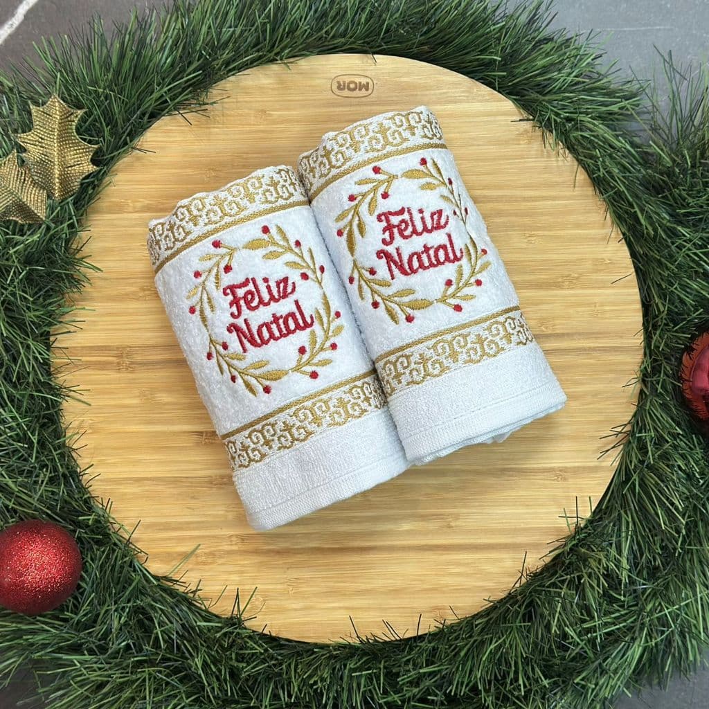 Kit 2 Toalhas de Lavabo Bordada Natalina / Copa Natalina  Appel Home Papai Noel