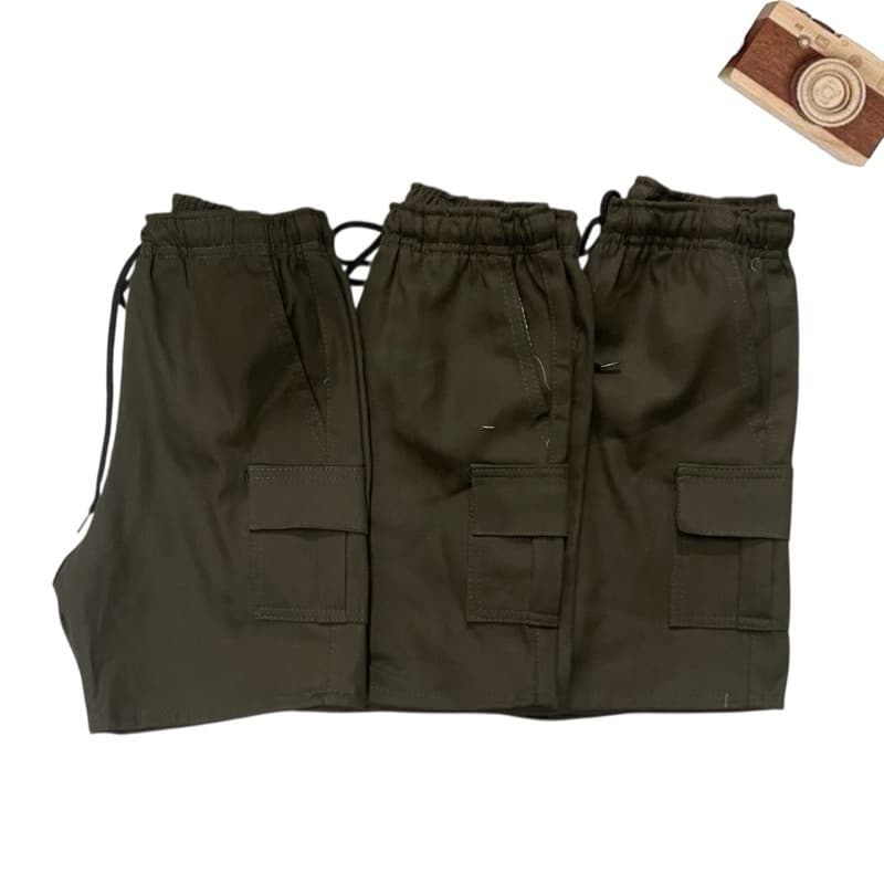 Bermuda Cargo Menino Infantil Com 4 Bolsos Elástico Verde Militar