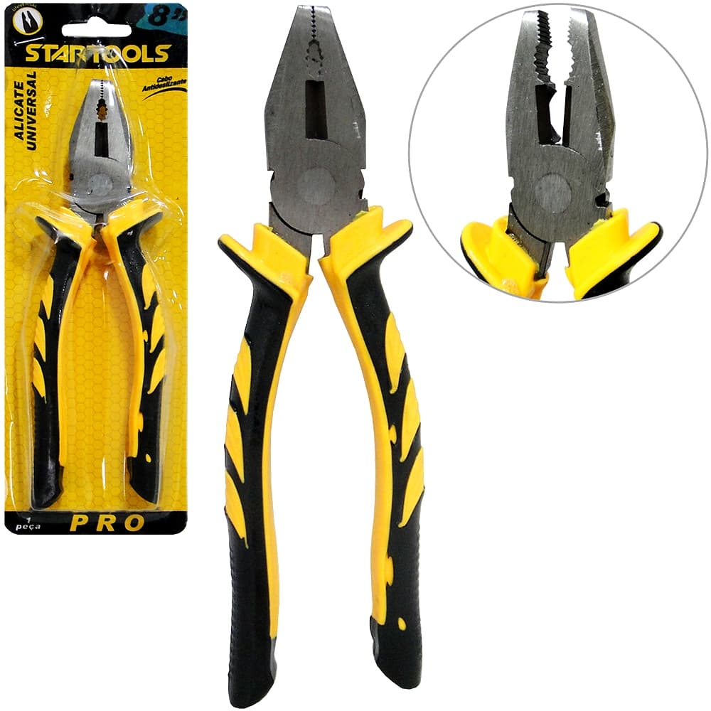 Alicate Universal Profissional cabo preto/amarelo 8" 1 unidade Startools