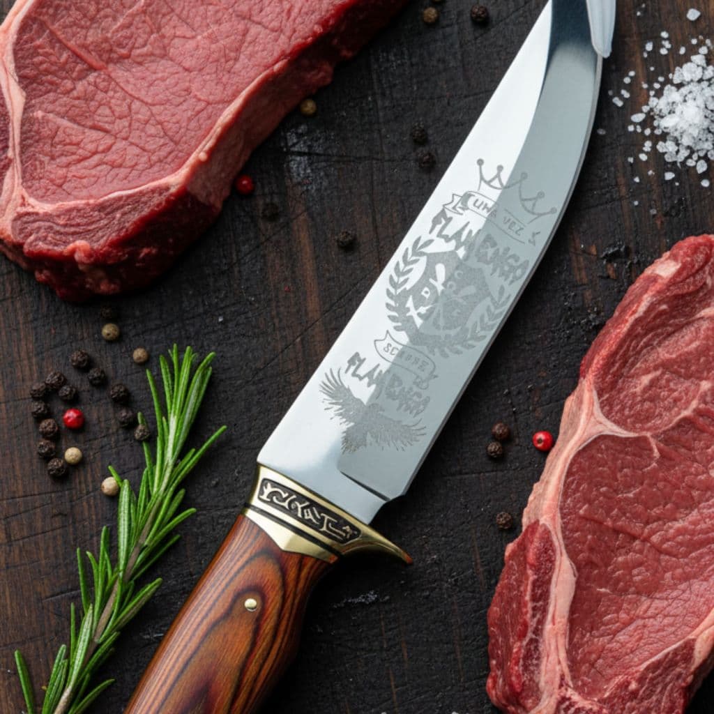 Faca De Churrasco Cozinha Corte Seu Time Futebol Estilizado Frente e Verso Nome Escudo + Mascote