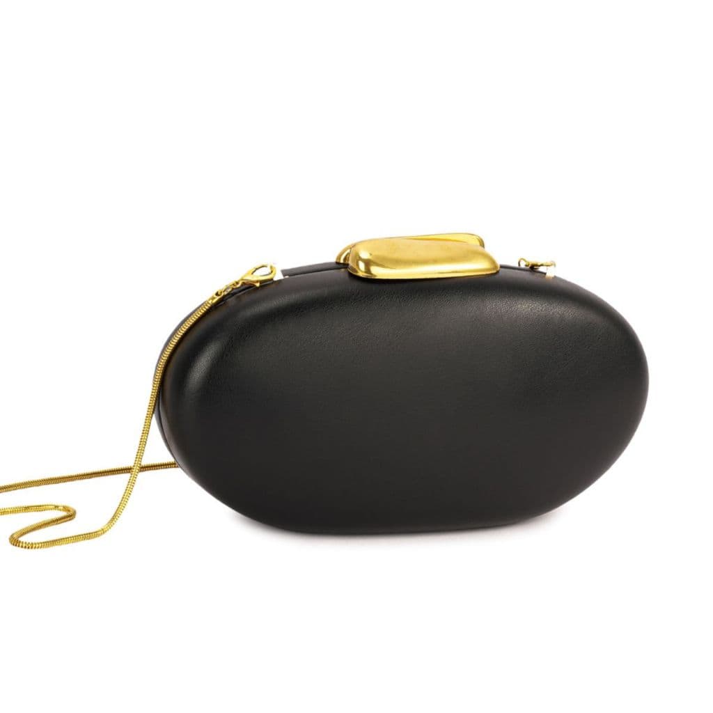 Bolsa Feminina Clutch De Festa Oval Casamento Madrinha Alça Corrente Dourada Bege Moderna Elegante