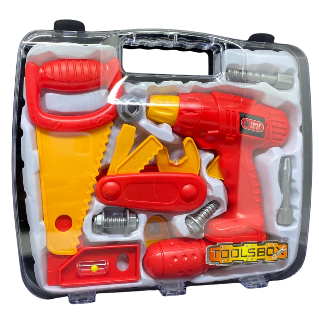 Kit Infantil Caixa Ferramentas Maleta De Brinquedo Bancada Oficina Ferramenta Serrote Educativo