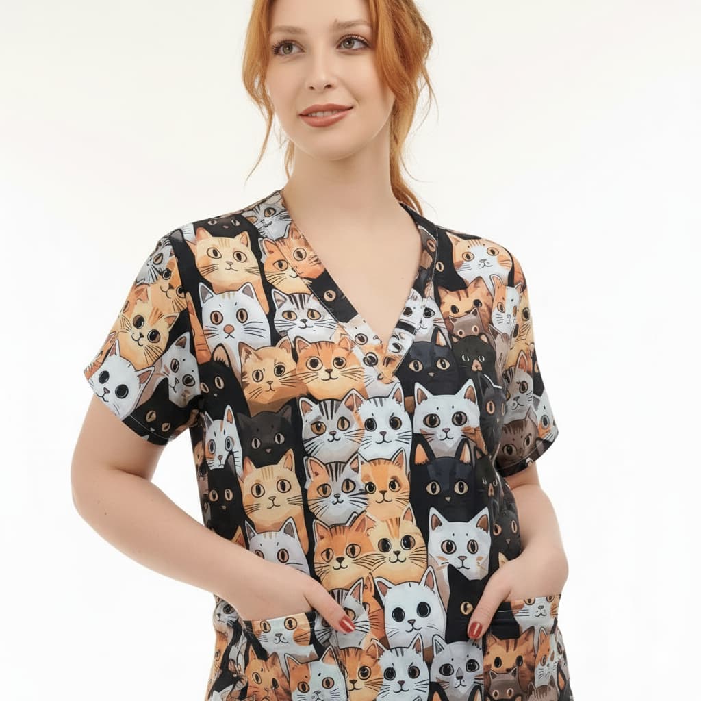 Blusa Scrub Pijama Cirurgico Estampados Nao Amassa Enfermeira Medicina Veterinaria Cuidadadora Pet