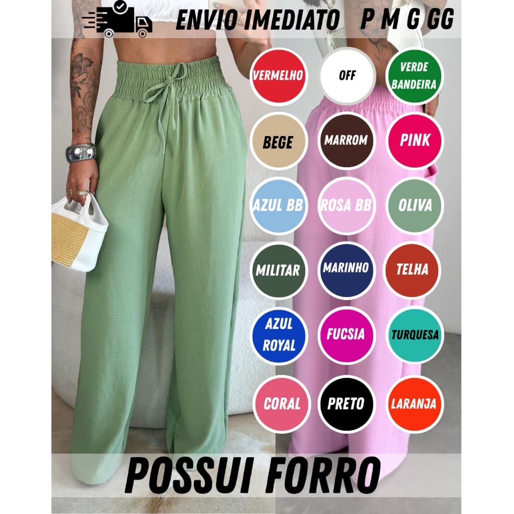 Calça Feminina Forrada Cintura Alta Duna Envio Imediato
