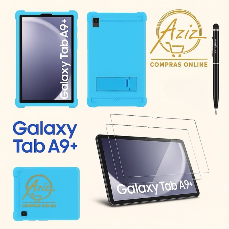 Kit Completo Galaxy Tab A9+ /A9 PLUS (11”) Polegadas– Capa Silicone +Película Vidro+Caneta Dupla Função(Escrita e Touch)