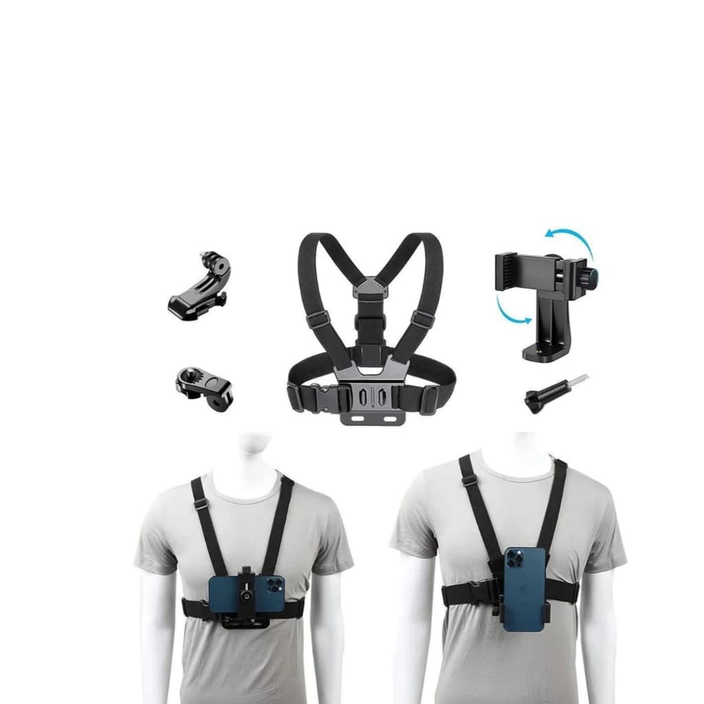Suporte peitoral ajustavel para celular e gopro - colete para filmagens