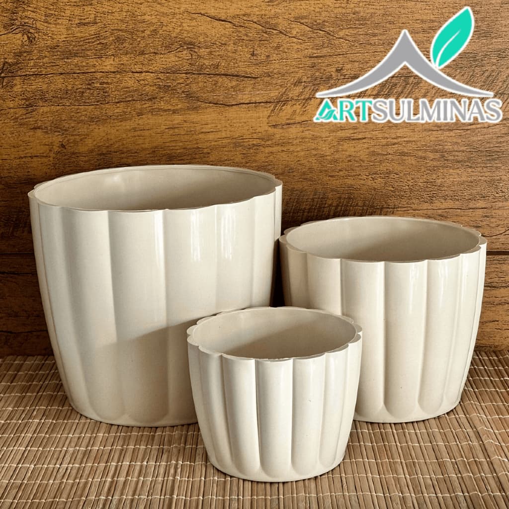 Kit conjunto 3 vasos cachepôs modernos gregos P M G para flores e plantas ideal para arranjos