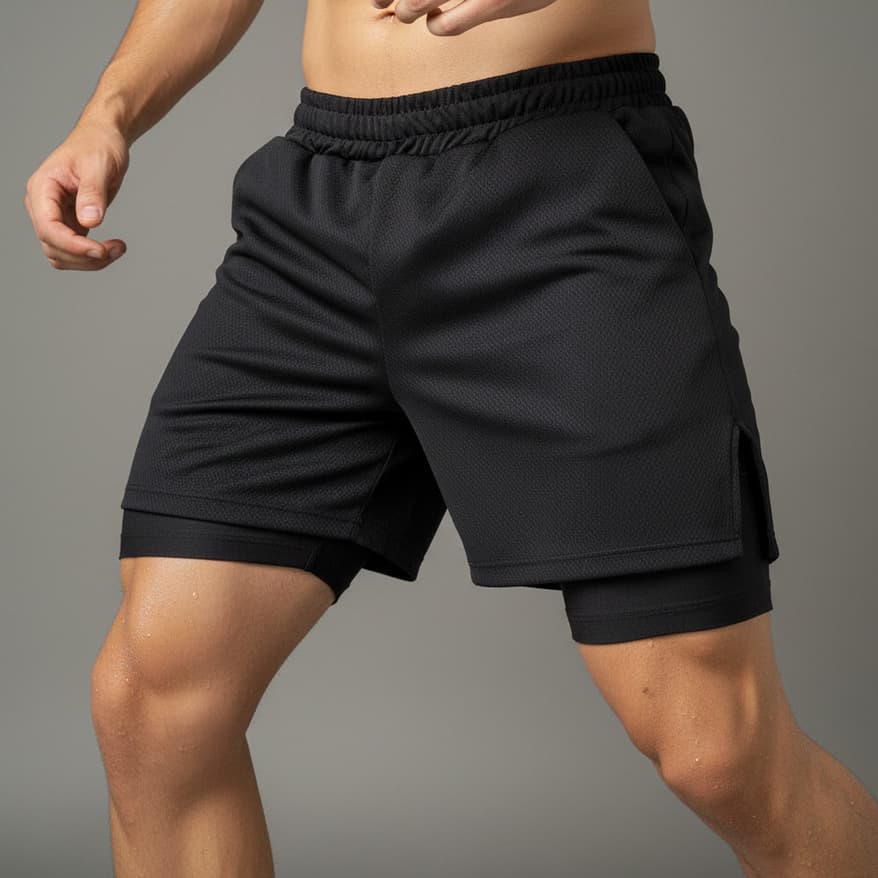 Shorts Duplo Compressão Masculino 2 Em 1 Com Conforto e Performance Máxima Corte Anatômico e Tecnologia Dry-Fit Premium