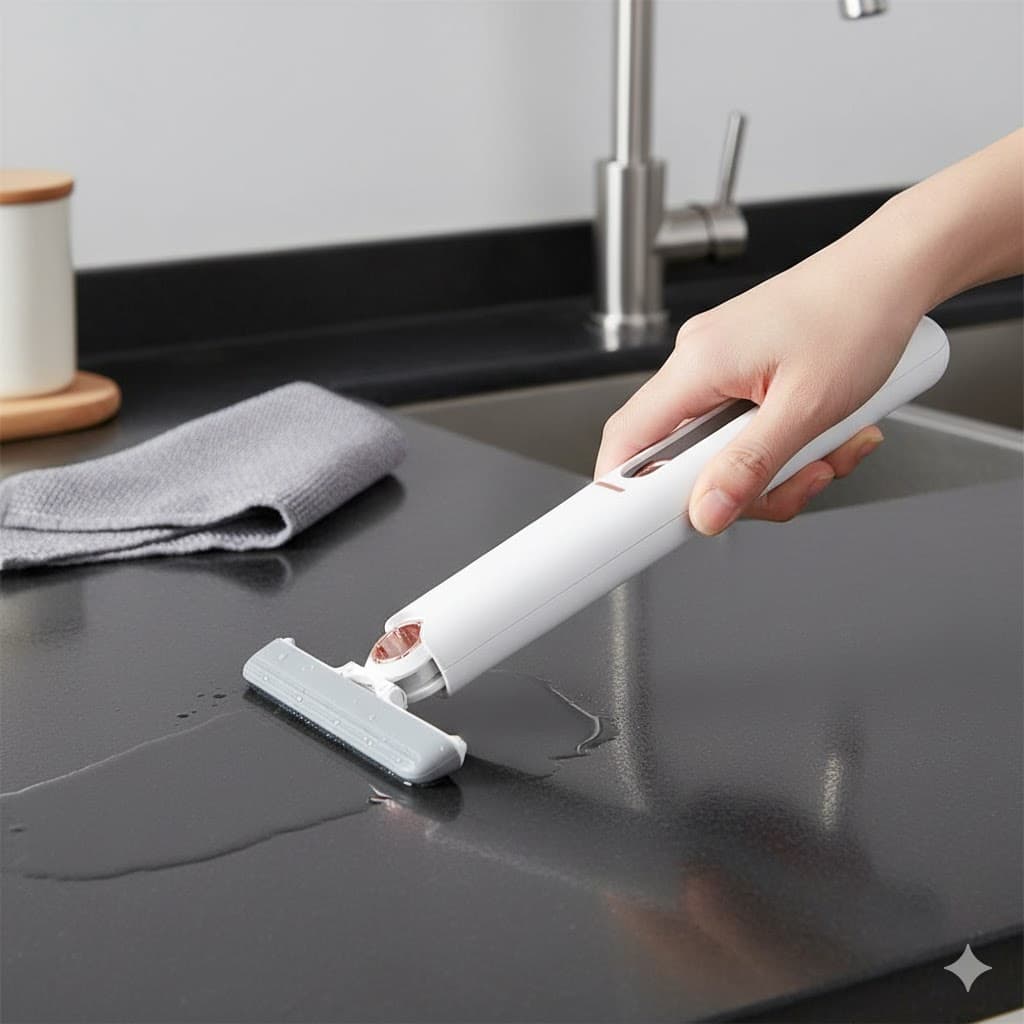 Mini Rodo Mop Esfregão Absorvente Portátil Limpeza Multifuncional Mesa Janela 2 esponjas