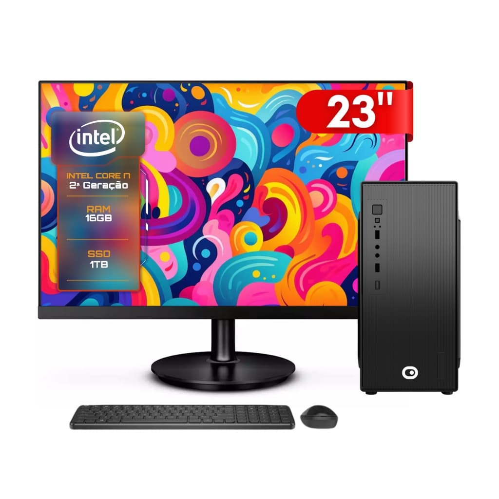 Computador Completo 2Eletro Fast Intel Core i7, 16GB, SSD 1TB, Monitor 23" Full HD CD2E-0136FA