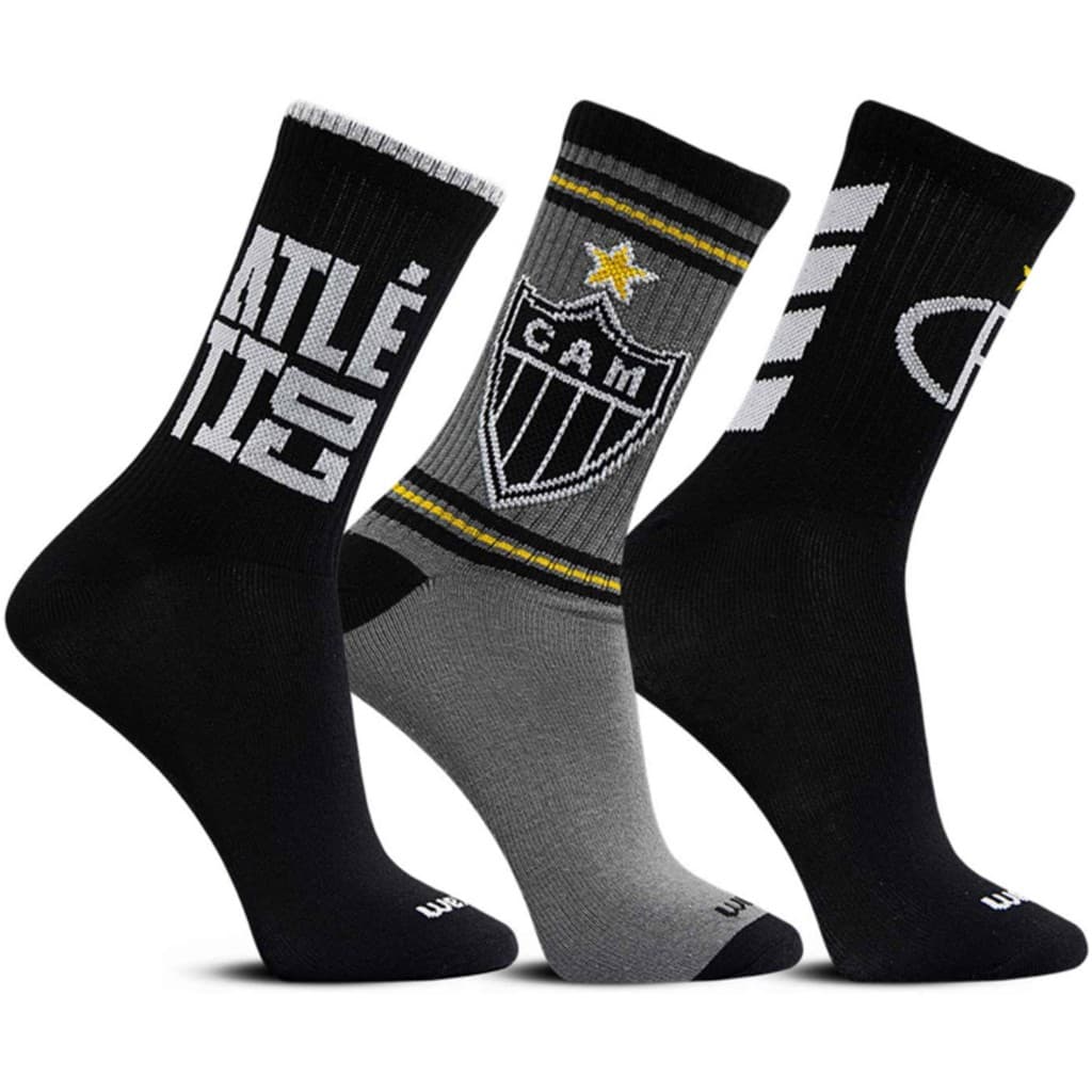 Kit 3 Pares Meia Esportiva Running Bike Gym Clube Atlético Mineiro