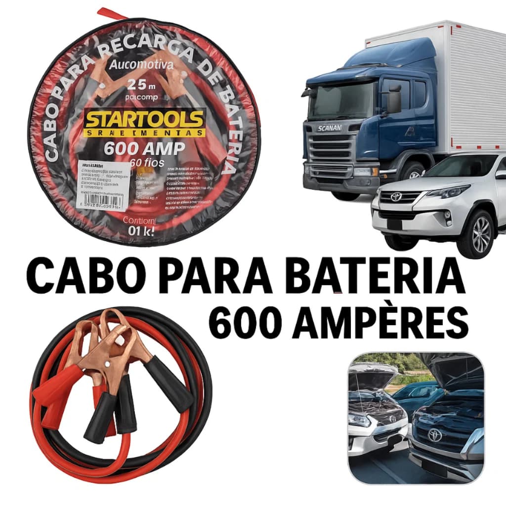 Cabo De Emergência Chupeta Transferência De Carga 600 amp 2,5m Carro Moto Caminhao