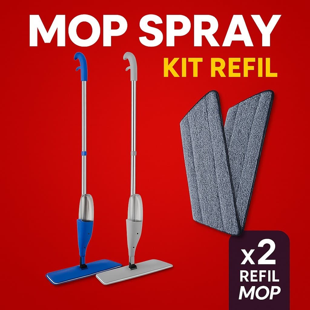 Mop Spray Prático para o Seu Dia a Dia | Spray Potente + Kit Refil – Higienize Cozinha e Casa
