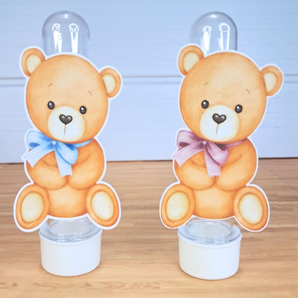 Apliques Ursinho Azul e Rosa para Tubetes | Chá de Bebê / Chá Revelação / Lembrancinhas Festa Infantil