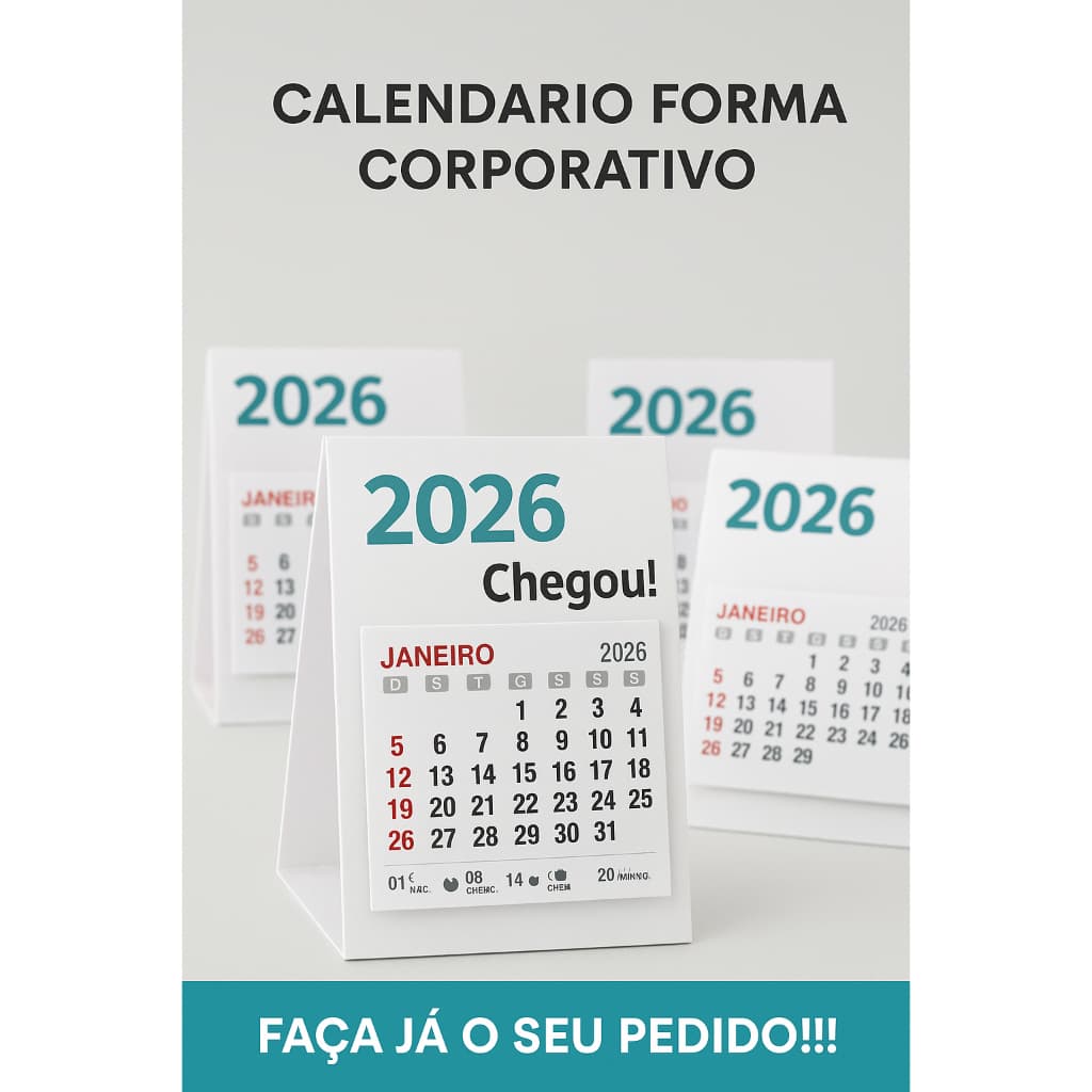 Kit 100 Calendário 2026 Personalizado Brinde Corporativo | Lembrancinha de Fim de Ano