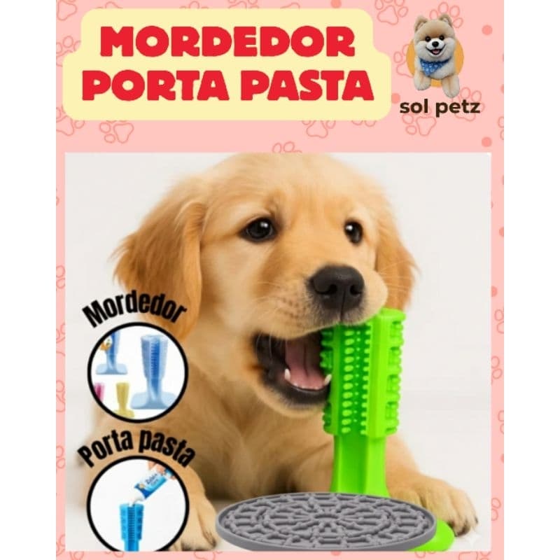 mordedor higiênico + comedouro interativo de silicone
