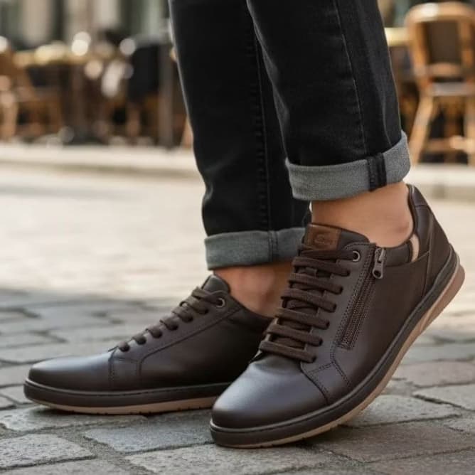 Sapatênis Masculino tênis Casual com zíper Bege, preto, Marrom 38 ao 44