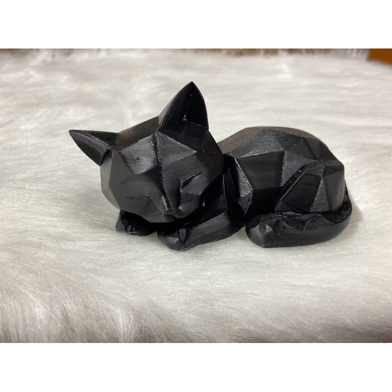 Gato Geométrico deitado - Escultura Decorativa em Impressão 3D (15cm)