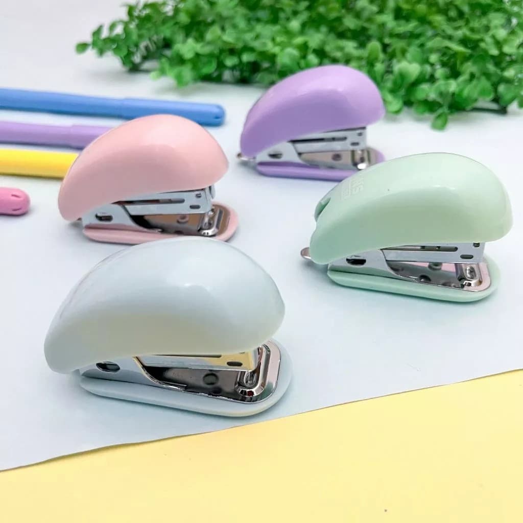Mini Grampeador Colorido Tom Pastel 24/6 até 15 Folhas