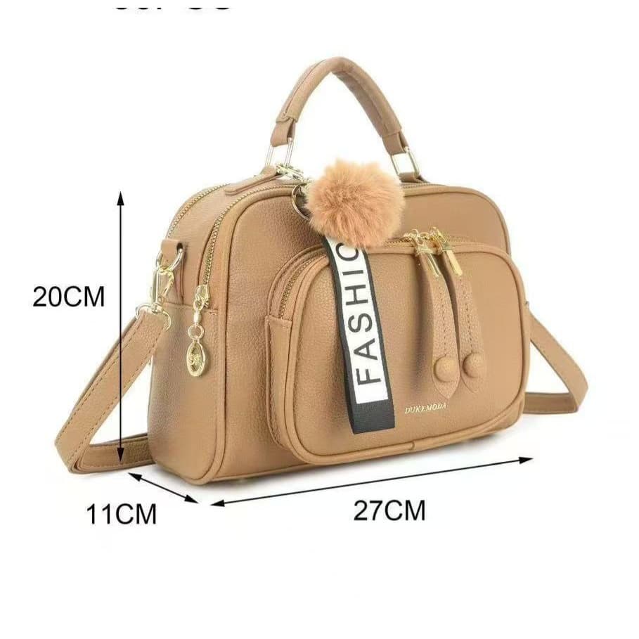 Bolsa Feminina Transversal Com Pompom e De Mão Média #DE-6039