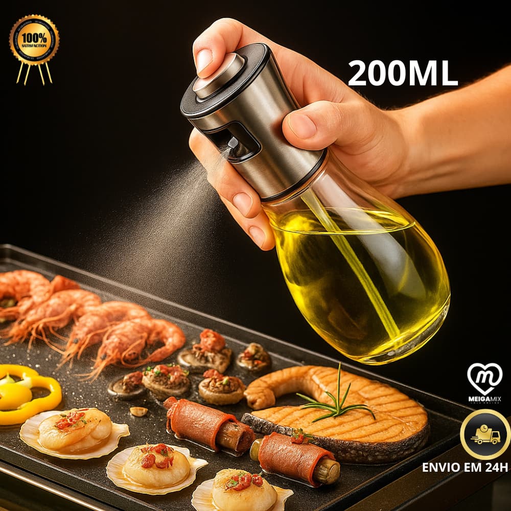 Borrifador Azeite Spray Galheteiro Vidro Cozinha Vinagre Óleo Dosador Esguicho Conserva Tempero Pot