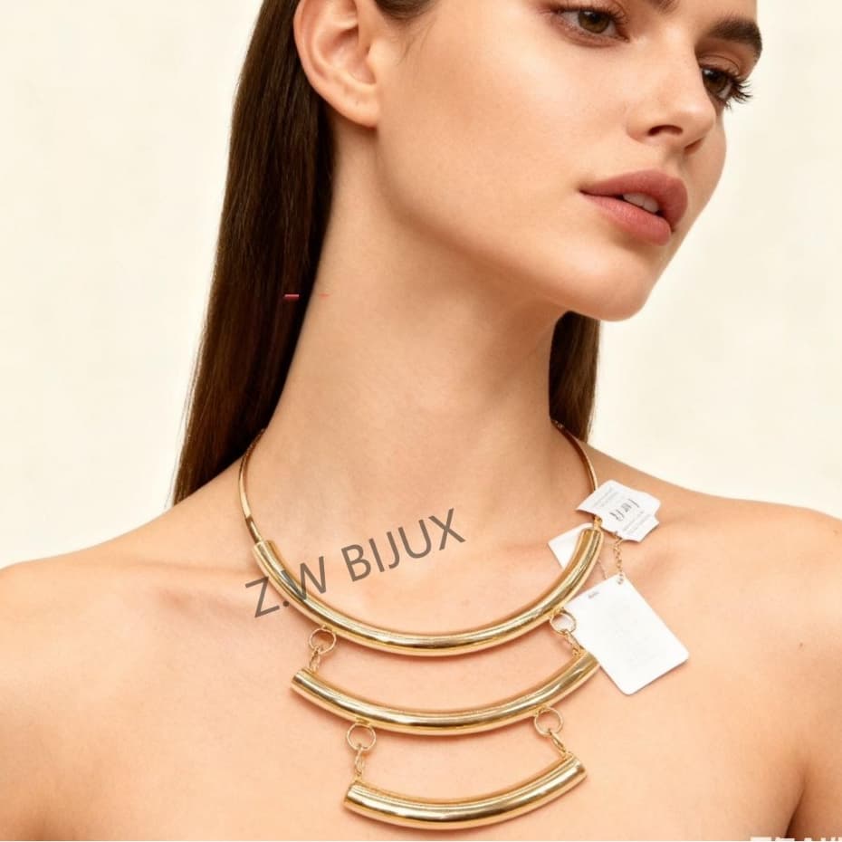 Z.W BIJUX - Choker Semi joia Design Aro Ondulado com pingente orgânico 2025