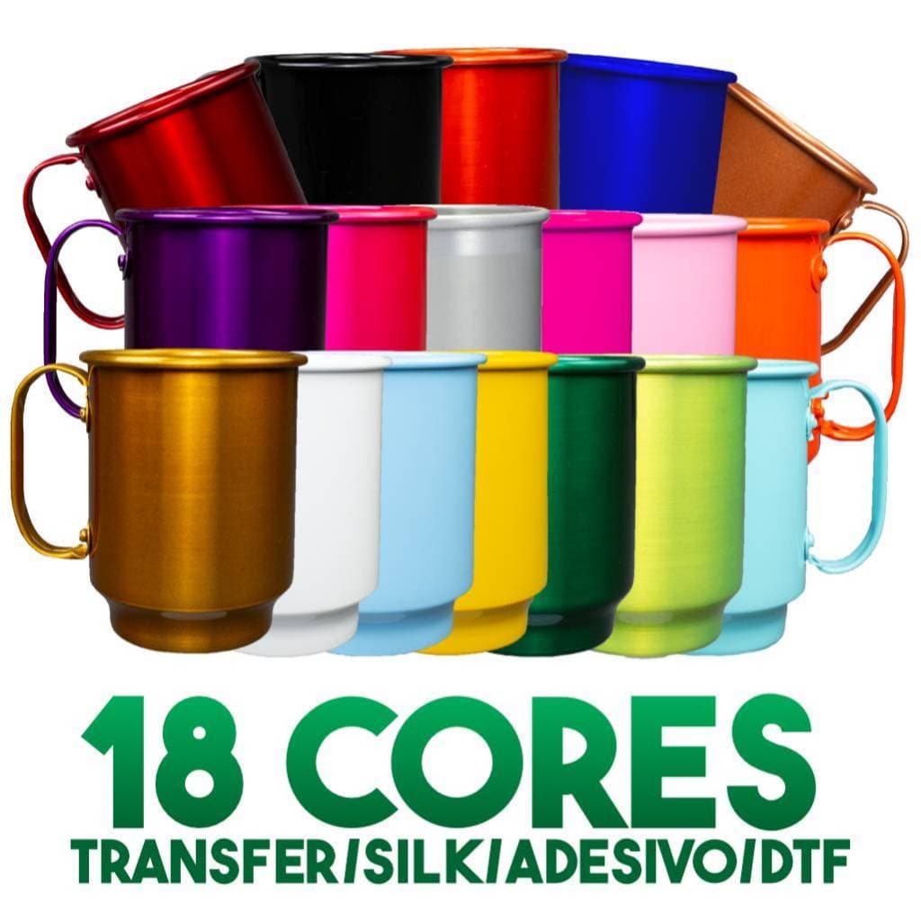 Kit 10  Caneca de alumínio SEM personalização 450ml   - para Transfer/Silk/DTF