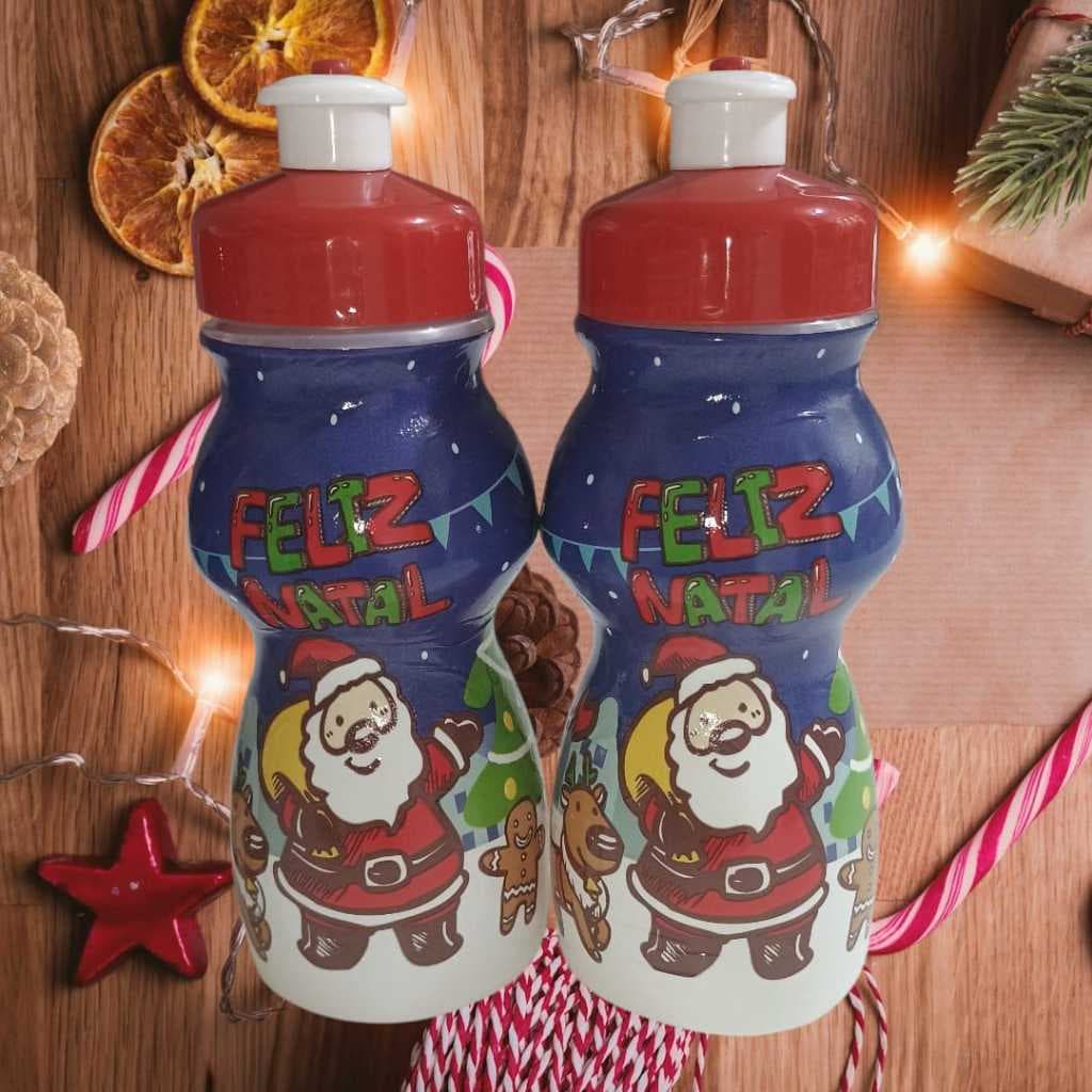 Kit 10/15/20/25 Garrafinha Squeeze Lembrancinha Infantil Feliz Natal de Plástico