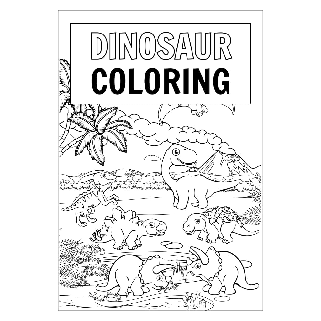 Livro de Colorir Tema Dinossauros