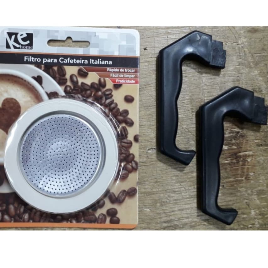 Kit 3 Borrachas + Filtro + 2 Alças Cafeteira Italiana 9 Cafés