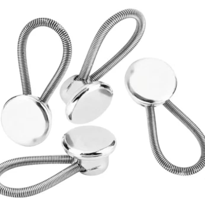 KIT C/2 EXTENSORES ALARGADOR DE COLARINHO DE CAMISA SOCIAL INOXIDÁVEL PRATEADO