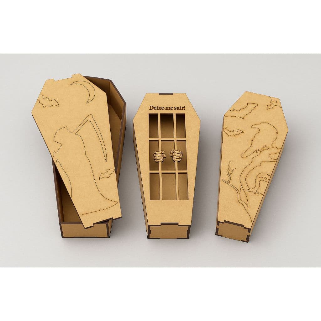 Kit 5 Caixões Decorativos Em Mdf Crú Lembrancinha Festa Enfeite