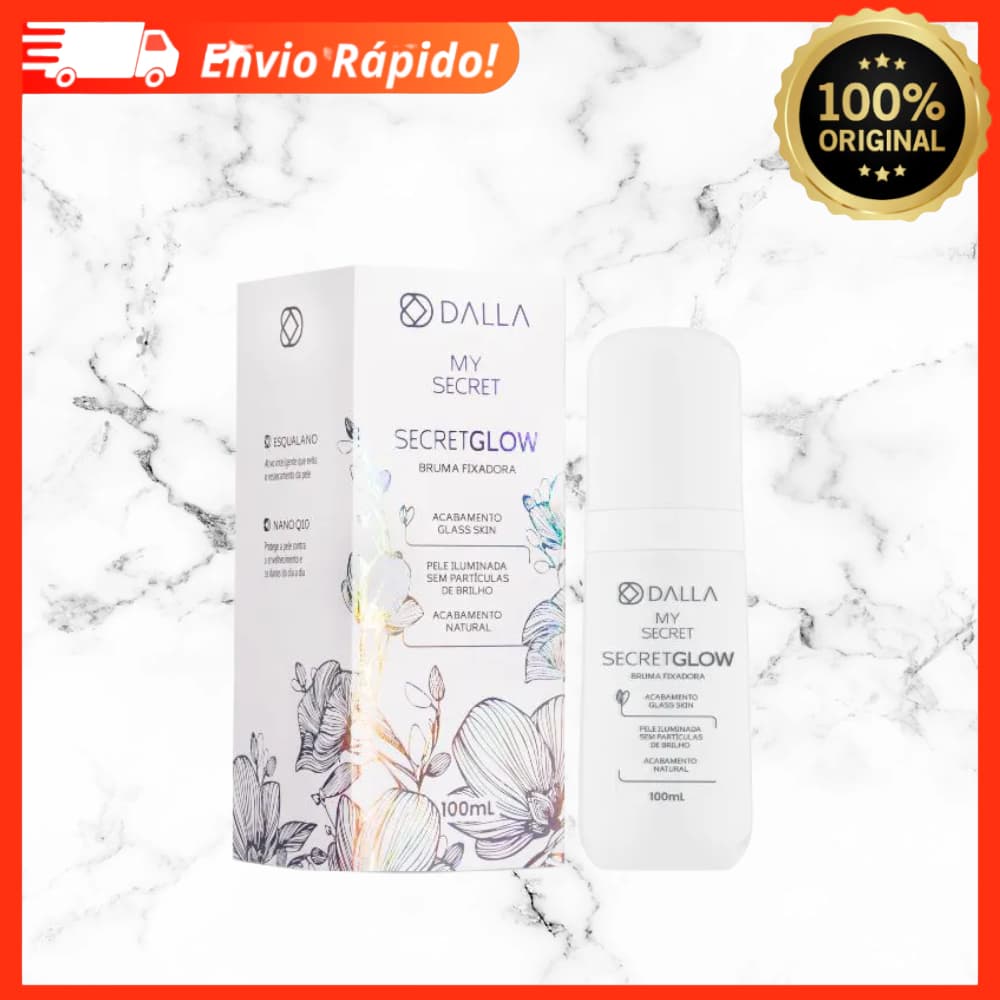 Lançamento Bruma Fixadora Secret Glow Dalla My Secret 100ml - Hidratante / Vegano