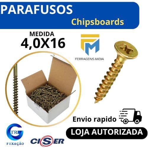 Kit Parafuso 40X16 para Madeira Chipboard Philips com 500 Parafusos para MDF Móveis