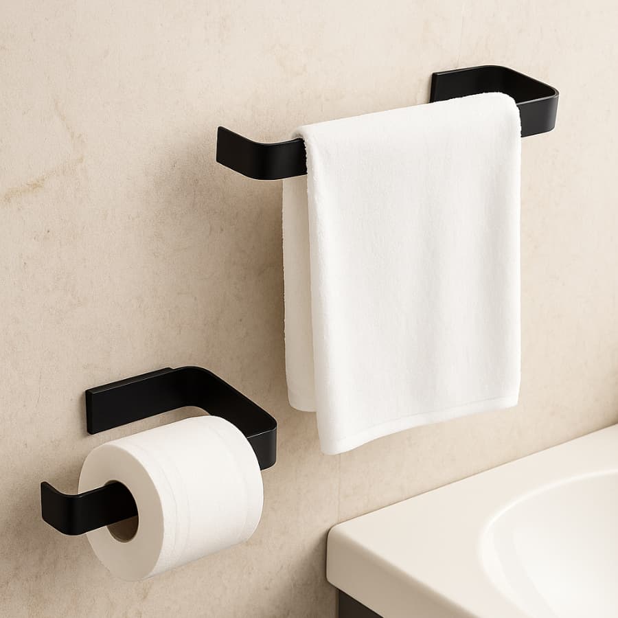 Kit Acessorios Para Banheiro Preto Fosco 2 Peças
