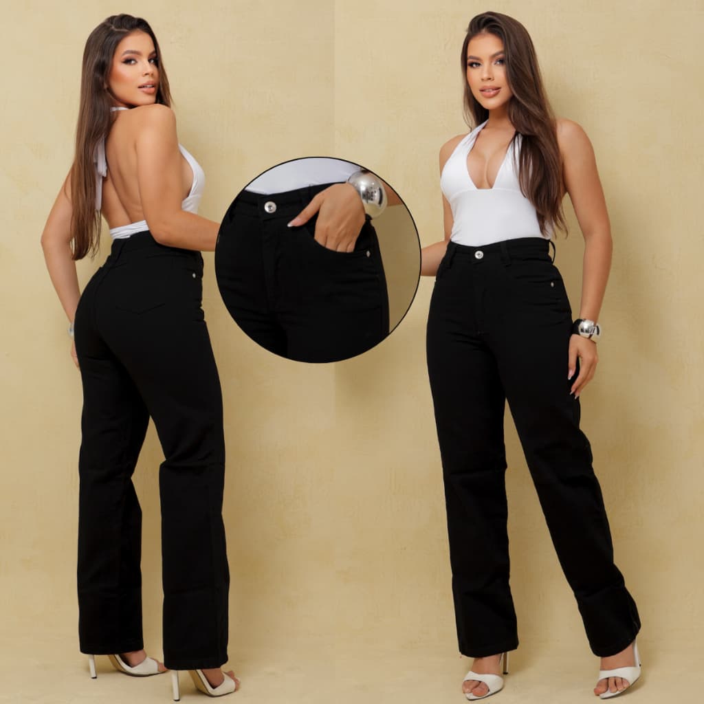 Calca Pantalona Feminino Boca Sino Wide Leg Calça Jeans Feminino Lançamento 2023
