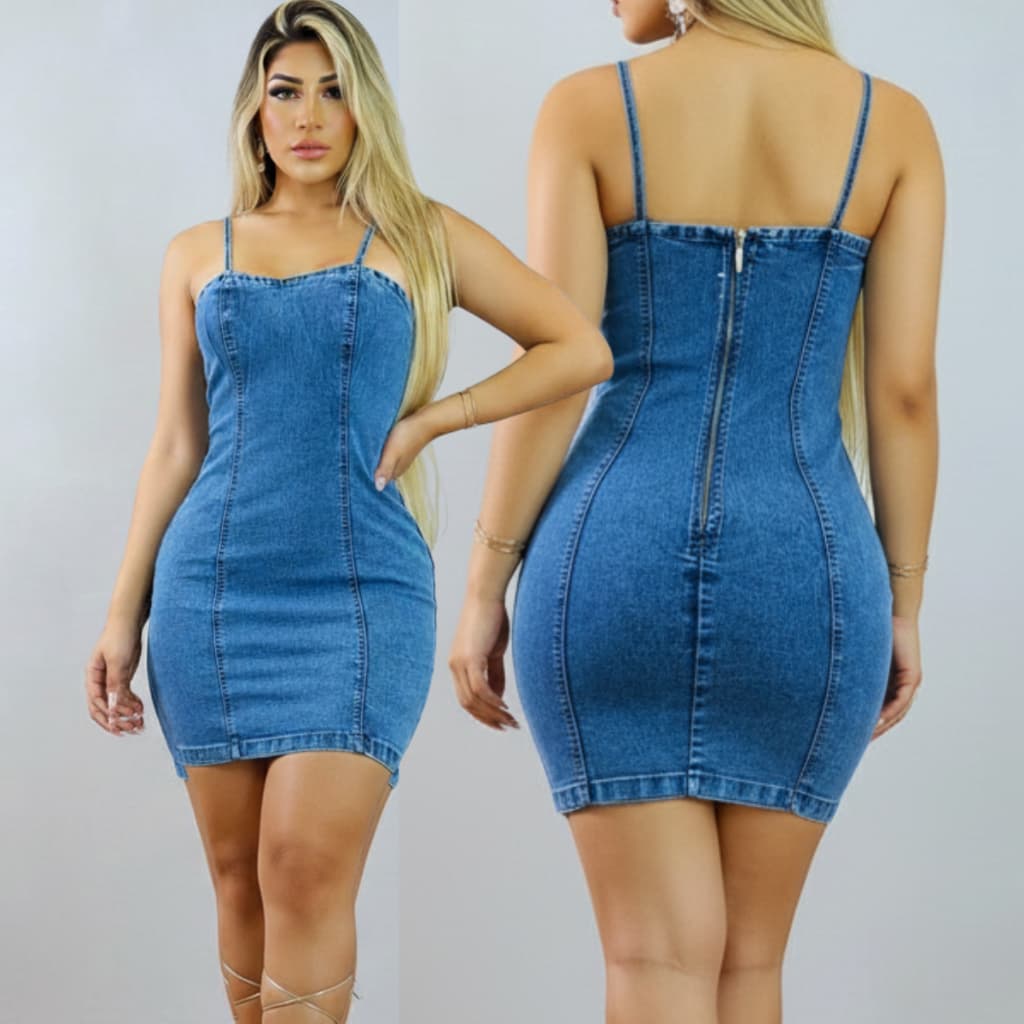 Vestido Jeans Colado Curto Elástico Moda Blogueira Azul Claro,Estilo Livre