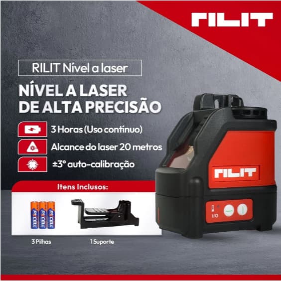 Nivel Laser 2 Linhas 3h De Autonomia Auto-calibração Rilit