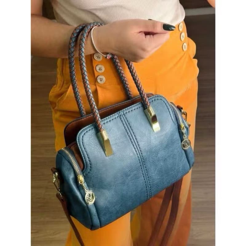 Bolsa Feminina Baú Média Espaçosa Alça De Mão e Transversal Couro Sintético bolsa na moda