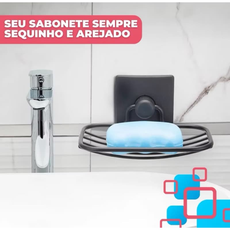 SABONETEIRA DE PAREDE PARA BANHEIRO SEM FURO 3M DUPLA FACE
